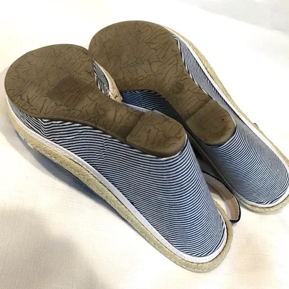Blue/White Wedge Platform Sandal 10 - Picture 4 of 4
